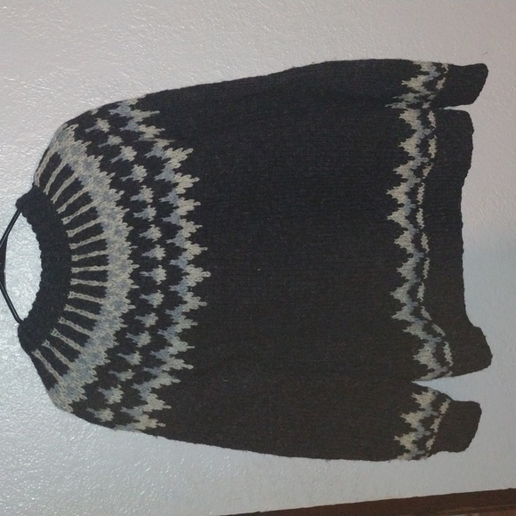 Heberidean Knitwear Hand Knit 100% Pure New Wool Crewneck Sweater L - Picture 5 of 5